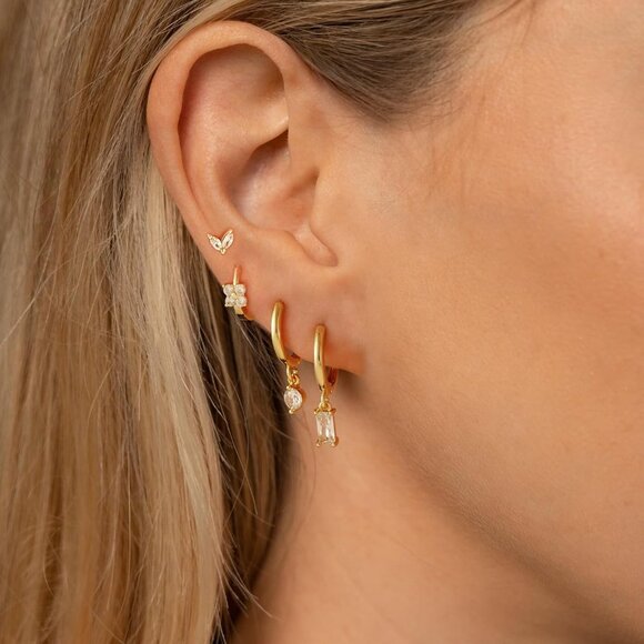 Hoop Earrings Set for Women Dainty Small Hoop Earrings 14K Gold/Silver Plated - Picture 3 of 7